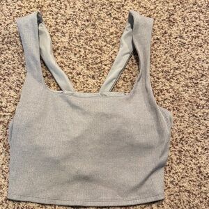 Alo Gray Ribbed Crop Top